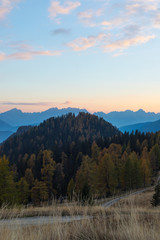 Fototapeta na wymiar Colorful Autumn Mountain Landscape Panorama View In National Park Hohe Tauern Carinthia Austria