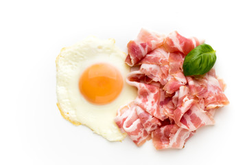 Eggs and baconon on the isolated background.