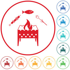 Grilled fish, zephyr and  kebab icon