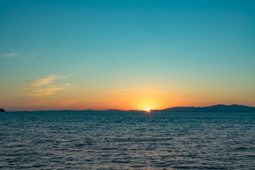 Seascape with sunset views over the Pacific ocean.