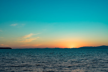 Seascape with sunset views over the Pacific ocean.