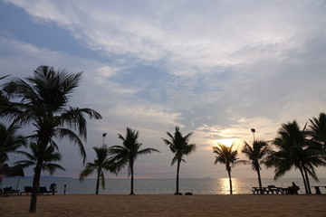Sunset at pattaya beach thailand