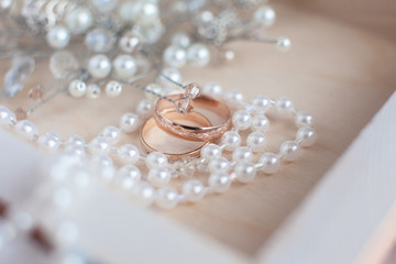 gold wedding rings, bijouterie and bridal accessories