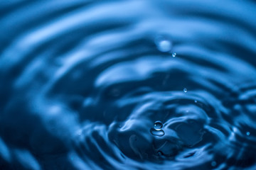 water drop splash in a glass blue colored