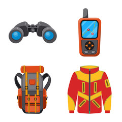 Vector illustration of mountaineering and peak symbol. Collection of mountaineering and camp stock vector illustration.