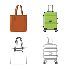 Isolated object of suitcase and baggage logo. Set of suitcase and journey vector icon for stock.
