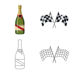 Vector illustration of car and rally icon. Set of car and race stock symbol for web.