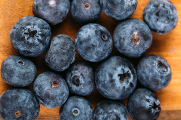 Blueberries on wooden table