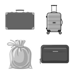 Vector design of suitcase and baggage logo. Collection of suitcase and journey stock vector illustration.