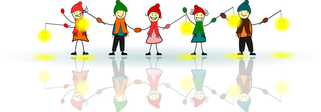 Kinder mit Laternen in der Hand