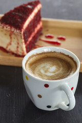 Coffee cup and Red Velvet Cake