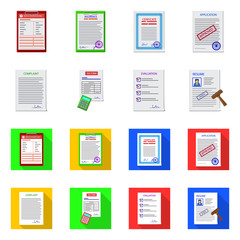 Vector illustration of form and document sign. Set of form and mark stock symbol for web.