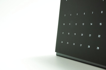 Black and white calendar　白黒のカレンダー