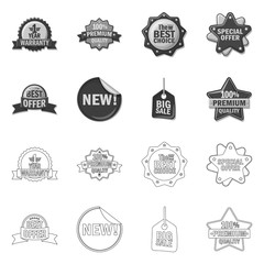 Isolated object of emblem and badge sign. Set of emblem and sticker vector icon for stock.