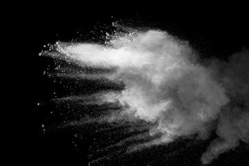 Explosion of white dust on black background. - 227646336