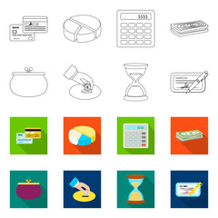 Vector design of bank and money logo. Collection of bank and bill stock symbol for web.