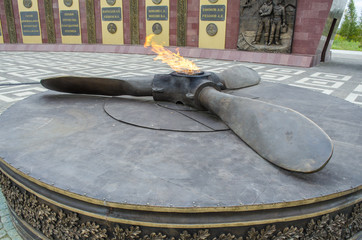 Eternal flame in the form of a three-bladed propeller, a memorial in the city of Tula
