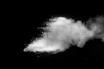 Explosion of white dust on black background. - 227646906