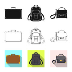Isolated object of suitcase and baggage symbol. Set of suitcase and journey stock symbol for web.