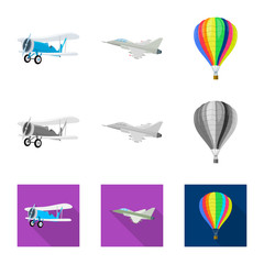 Isolated object of plane and transport icon. Collection of plane and sky vector icon for stock.