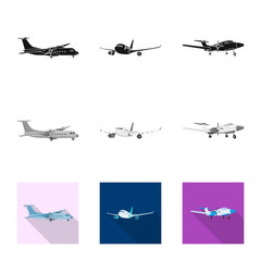 Isolated object of plane and transport sign. Collection of plane and sky stock symbol for web.