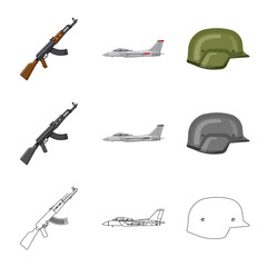 Isolated object of weapon and gun logo. Set of weapon and army vector icon for stock.