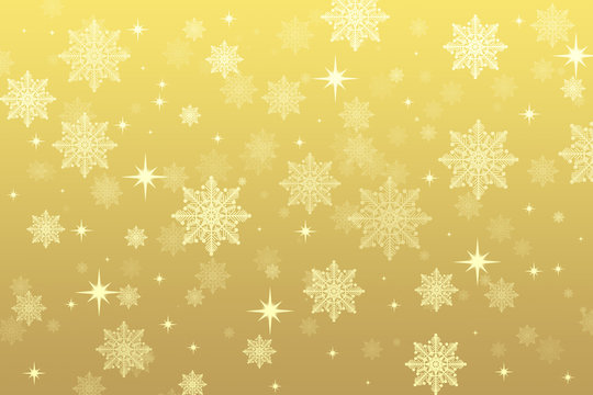 white snowflakes on a gold background