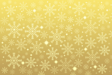 white snowflakes on a gold background