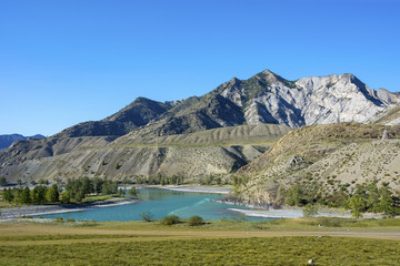 The confluence of the Chuya and Katun rivers
