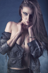 Naklejka premium Rocker woman makeup