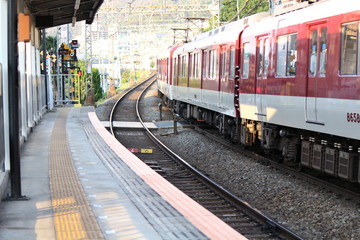 Fototapeta premium A train running in Japan. Kintetsu train