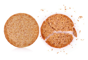 Crackers cereals,biscuits isolated on white background.