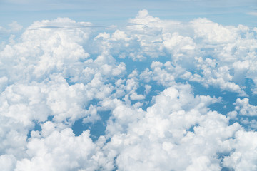 Obraz premium beautiful blue sky with cloud. Blue sky with clouds for background. Skyline View above the Clouds from air plane