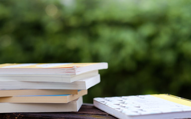 Old books on a wooden