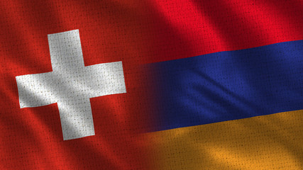 Switzerland and Armenia - Two Flag Together - Fabric Texture