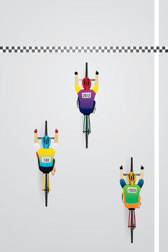 Top view of racing bicycle. Vector illustration