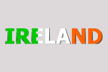 Flag of Ireland on a text background.