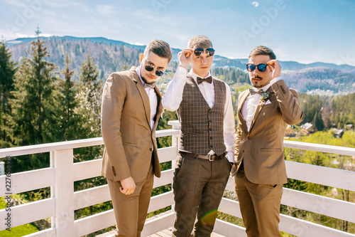 Wedding Portrait Groomsmen And Groom Young Friends Groomsman