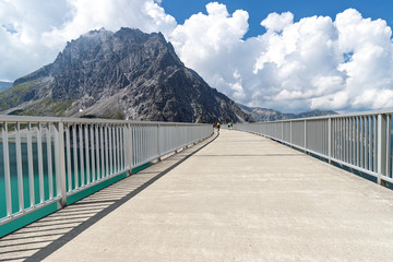 Obraz premium Luenersee in the the Raetikon Mountains, Brandnertal, Vorarlberg, Austria