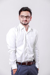 Fototapeta premium young indian man Standing isolated over white background