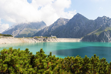 Naklejka premium Luenersee in the the Raetikon Mountains, Brandnertal, Vorarlberg, Austria