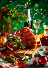 Christmas dinner with side dishes