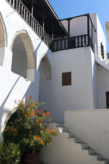 Tilos island - The Byzantine Monastery of Saint Panteleimon, exterior,  Dodecanese Islands, Greece
