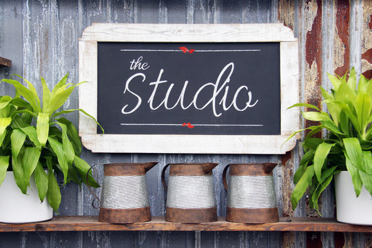 Chalkboard studio sign