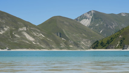 Lake Kezenoy-am in the Caucasus Mountains of Chechnya in Russia. 