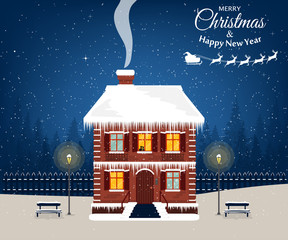 Merry christmas card. Vector illustration. Happy new year