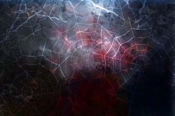 Dark halloween background with spiderweb