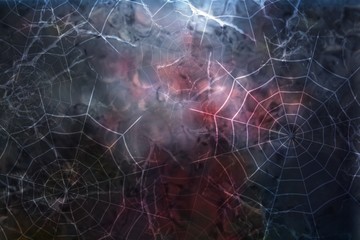 Dark halloween background with spiderweb