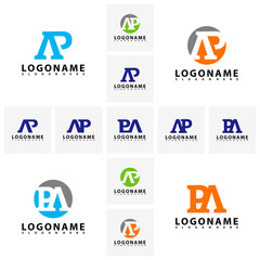 Set of AP Letter Logo Design with Creative Modern Trendy Typography, AR Letter Logo vector.