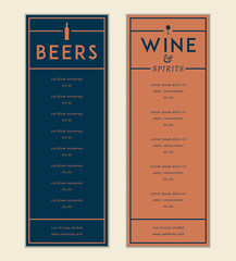 Bar and drinks vector menu template - obrazy, fototapety, plakaty
